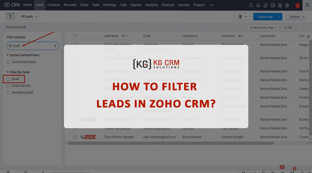 How to Filter Leads in Zoho CRM?