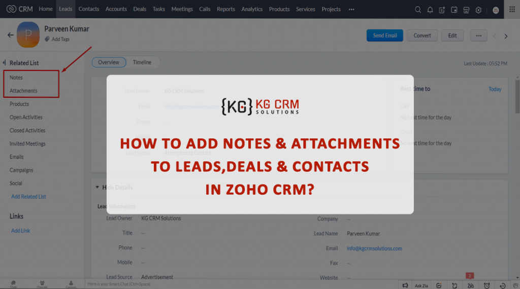 How to Add Notes & Attachments to Leads, Deals & Contacts in Zoho CRM?