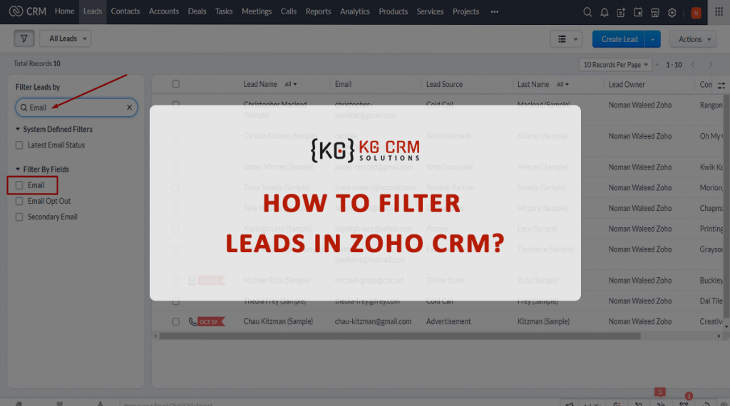 How to Filter Leads in Zoho CRM
