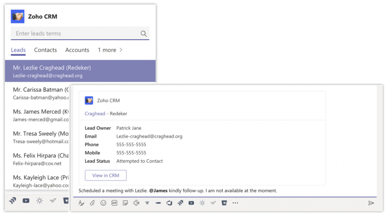 Microsoft Teams With Zoho CRM Integrations