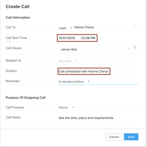 Workflow Rules for Call